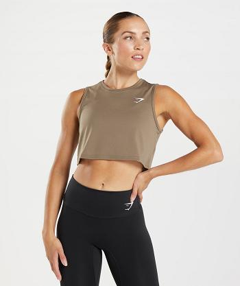 Camiseta Tirantes Gymshark Entrenamiento Crop Mujer Marrones | CO 2359ILH